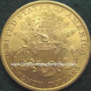 $20 Dollar Liberty Head Gold Double Eagle-Reverse View